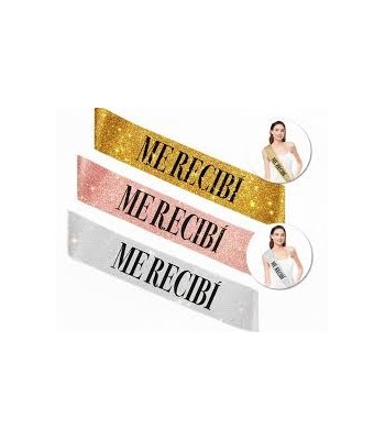 BANDA GLITTER "ME RECIBI" X12 